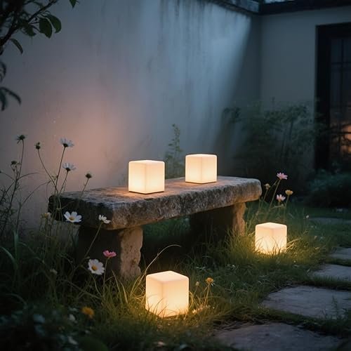 Miniatura 9 de Lámpara de cubo LED de 4 pulgadas, lámpara de cubo Tesseract de 16 colores RGB con control remoto, lámpara de estado de ánimo impermeable recargable