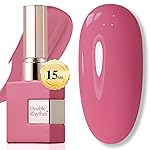Double Rhythm 15ML Gel Polish Pure Sheer Same Color Same Bottle Soak Off Gel Polish Art Manicure Salon DIY at Home for Women (Rose Pink-A1473)
