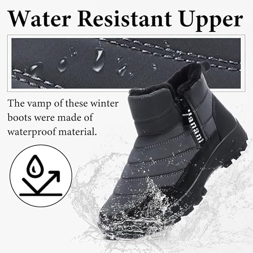 Hanani Mens Winter Snow Boots Fur Lined Warm Ankle Boots Zipper Closure Waterproof Outdoor Boots Men'S Lightweight Comfortable Shoes thumb #2