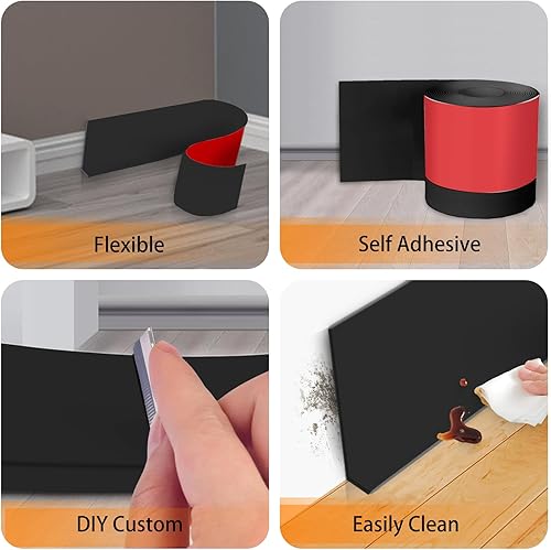 Miniatura 4 de SHOWMEMY Base de vinilo para pared de zócalo, moldura de base de pared de goma autoadhesiva, moldura de zócalo flexible, base de pared para despegar