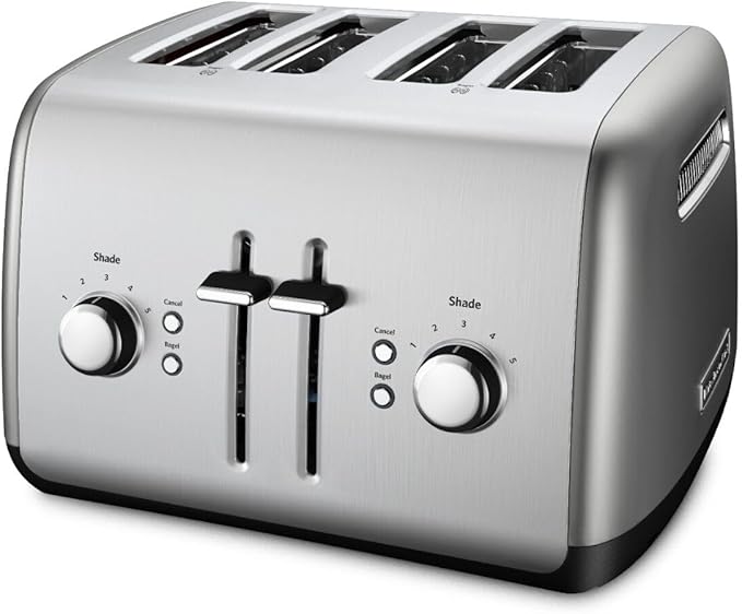 KitchenAid 4-Slice Toaster with Manual High-Lift Lever - KMT4115, Contour Silver
