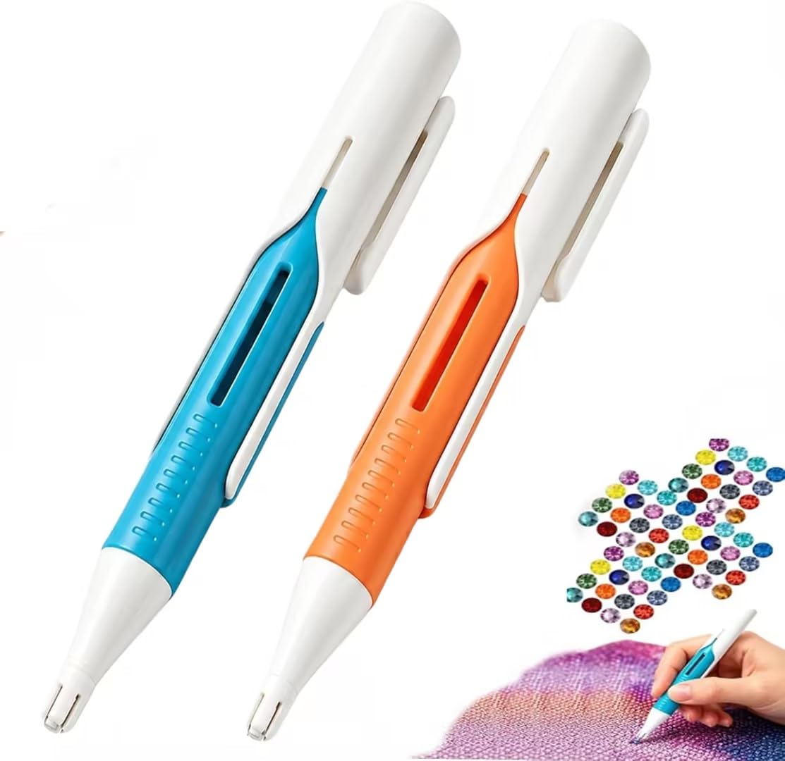 Automatic Diamond Painting Bead Dispenser for 2.8mm Round Drills,No Wax Auto Bead Picker Tool with Comfortable Grip,Ergonomic Automatic Diamond Painting Pen for Tools,Diamond Art Accessories Set (A+B)
