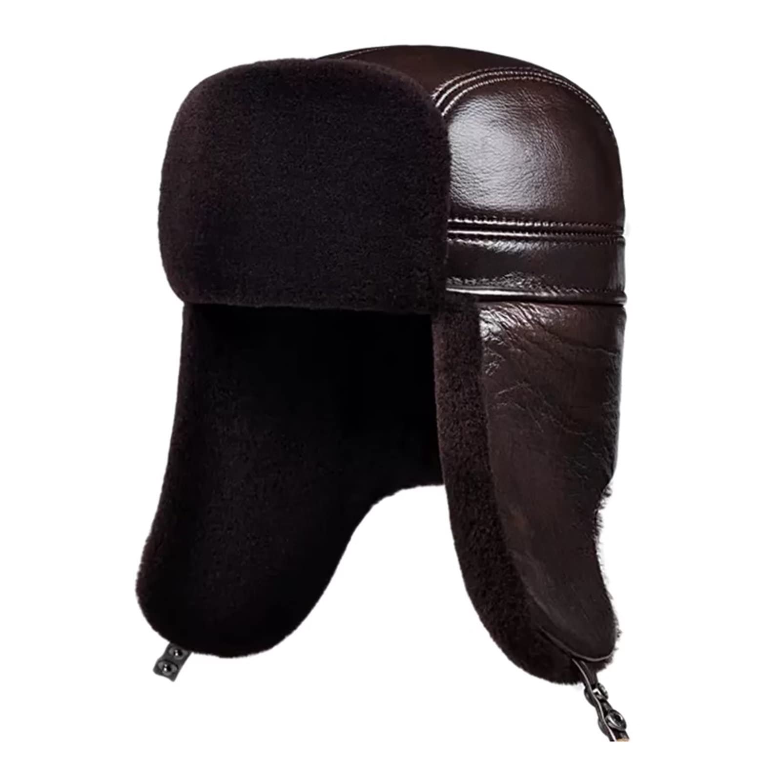 Czapka Zimowa Męska,Ciepła Czapka Z Nausznikami,Rosyjska Czapka Dla Taty,Dziadka,Gospodarstwa Domowego,Czarna-Xxl(Brązowy-Duży)