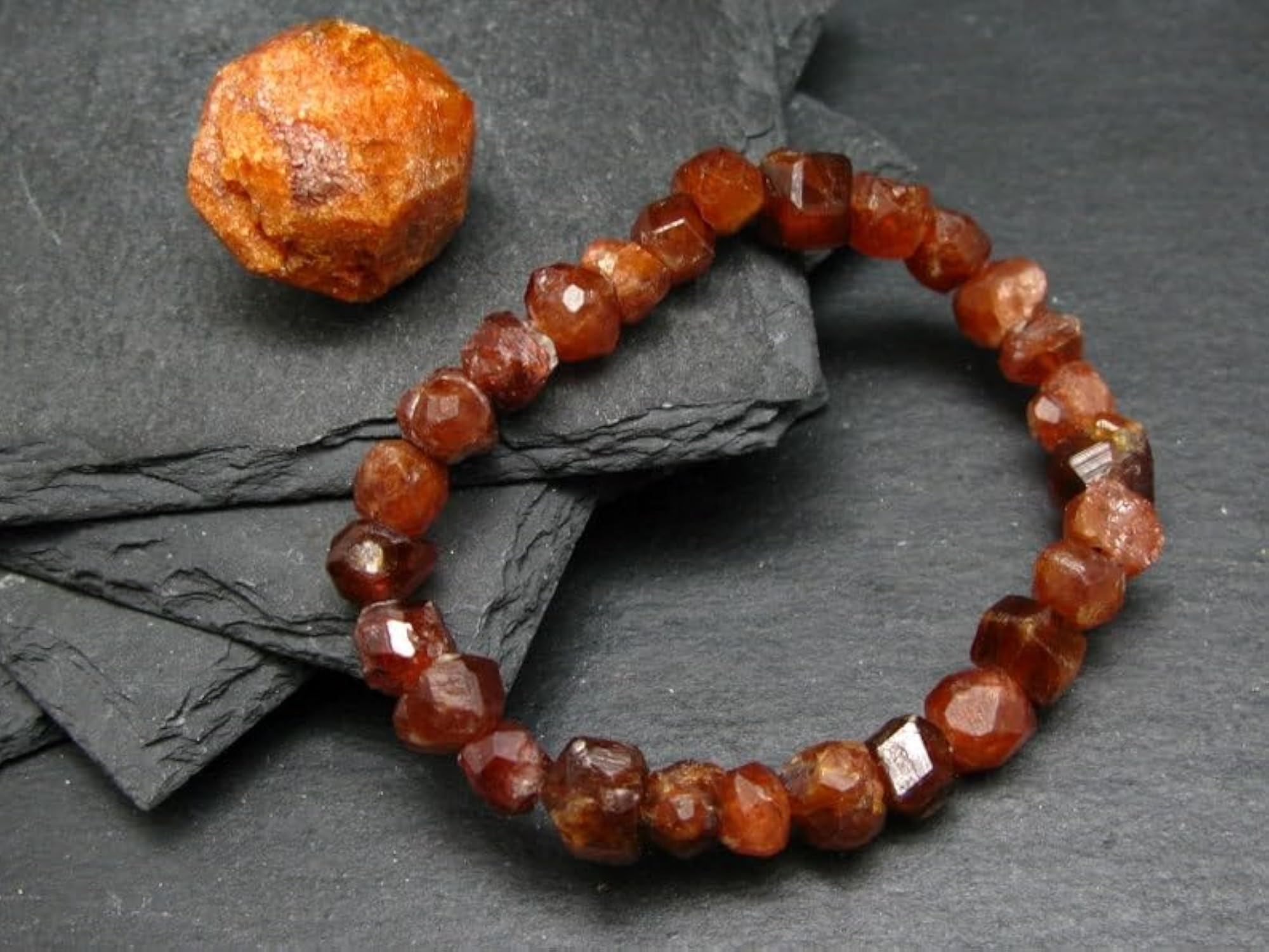 Natural Hessonite Garnet 8mm Tumble Shape Bracelet, Unisex