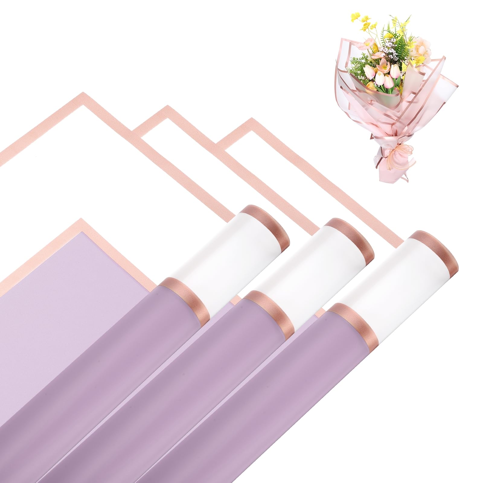 sourcing map Flower Bouquet Wrapping Paper, 57cm/22 Inch Waterproof Floral Wrapping Paper for Flower Bouquet DIY Gifts, Wedding, Birthday, Valentine's Day, Pack of 10(Purple)