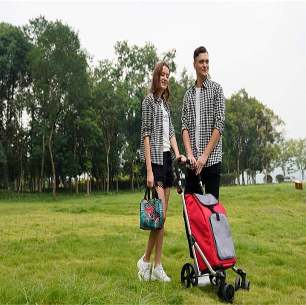 RUVOO Einkaufswagen Treppensteiger Trolley Zusammenklappbarer Einkaufswagen Mit Vier Rädern, Zusammenklappbarer Einkaufswagen, Leichter Einkaufswagen Einkaufstrolley Klappbar