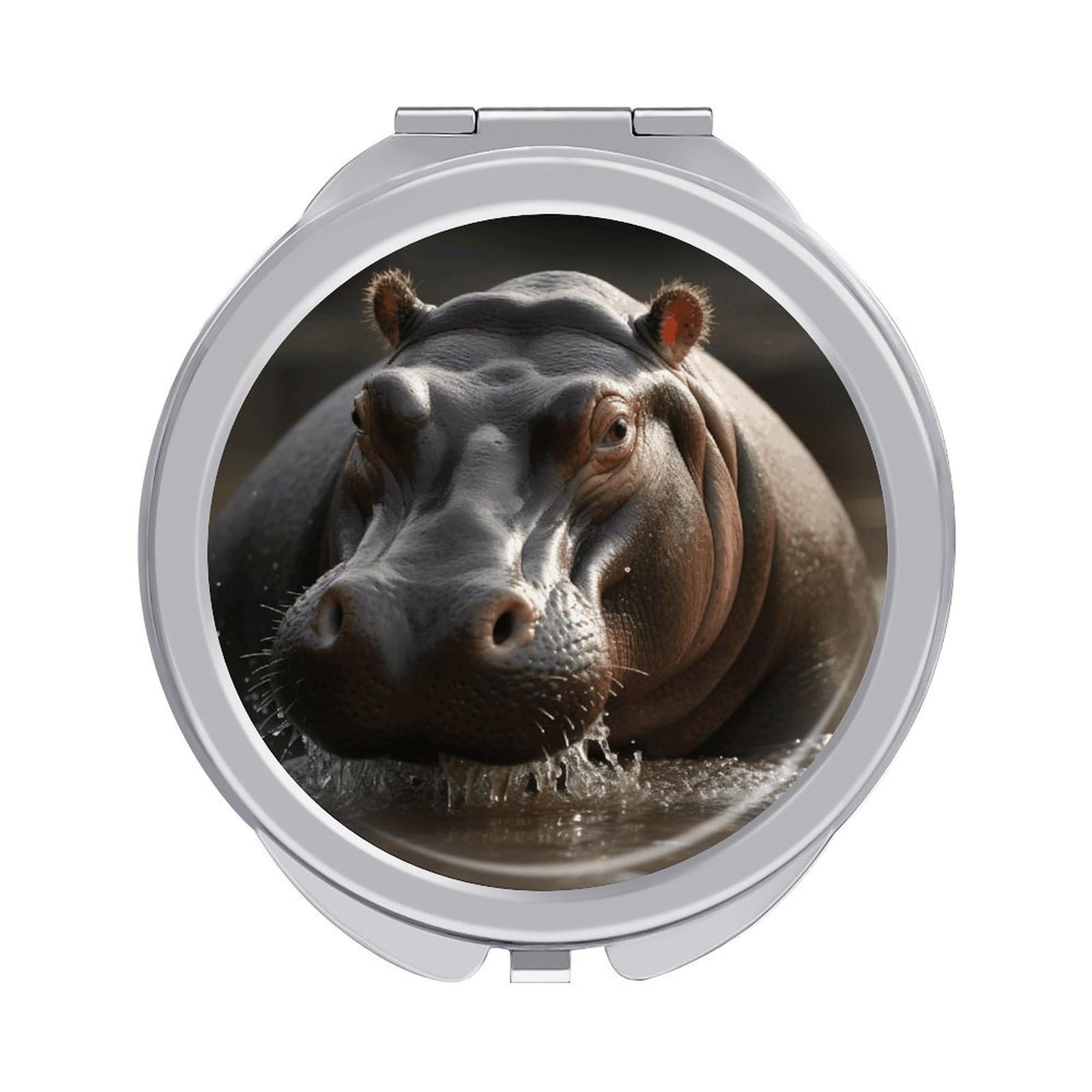 VstaDank Hippo Travel Makeup Mirrors Exquisite Double-Sided 2X/1X Magnifying Folding Pocket Mirror Portable Round Handheld Mirror Mini Compact Mirrors for Outdoor Home