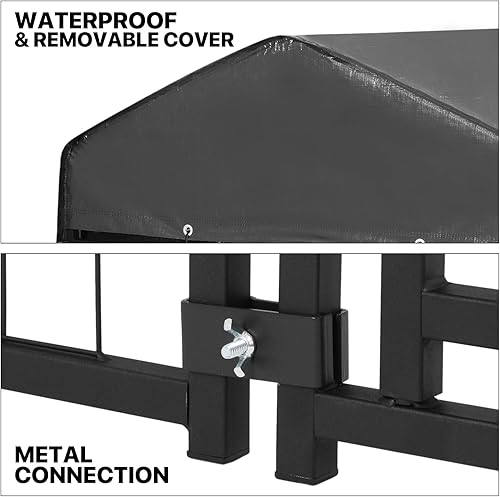 Miniatura 8 de Magshion Perrera y jaula para perros medianospequeños con cubierta impermeable, alambre con cerradura para exteriores, para patio trasero, corralito