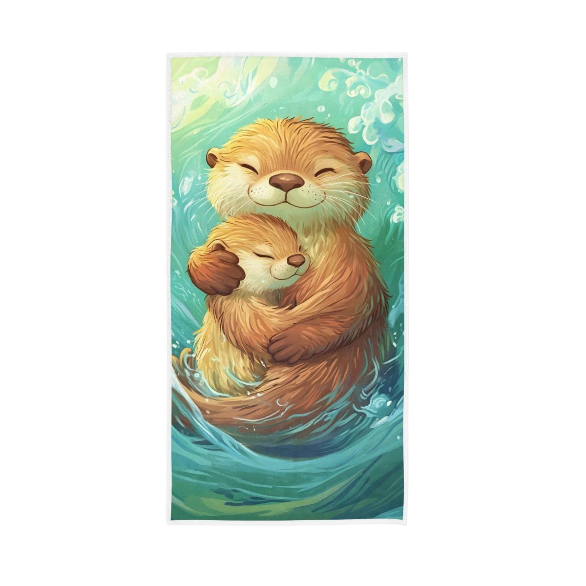 LSRCPD Otter Mom and Son Bath Hand Towel, Hand Towels for Bathroom, Shower, Hotel, Spa 15 x 30 Inches