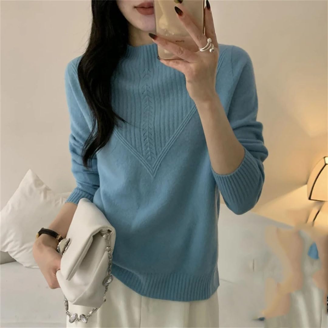 Maglione da donna a collo alto in cashmere ispessito maglione con fondo lavorato a maglia allentata