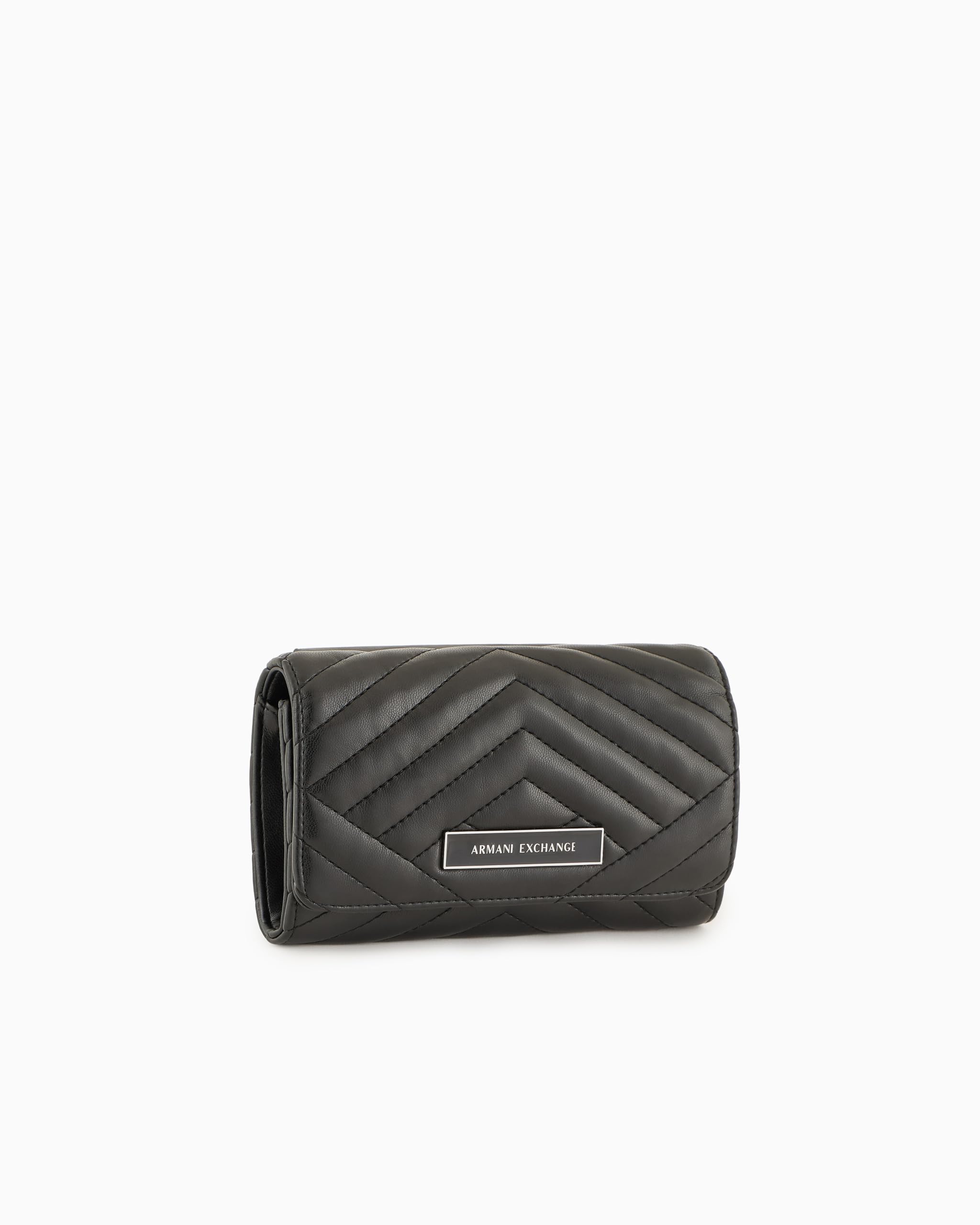 Armani Exchange Women's, EmbossedAllOverLogo Wallet on Chain, Black, czarny, jeden rozmiar