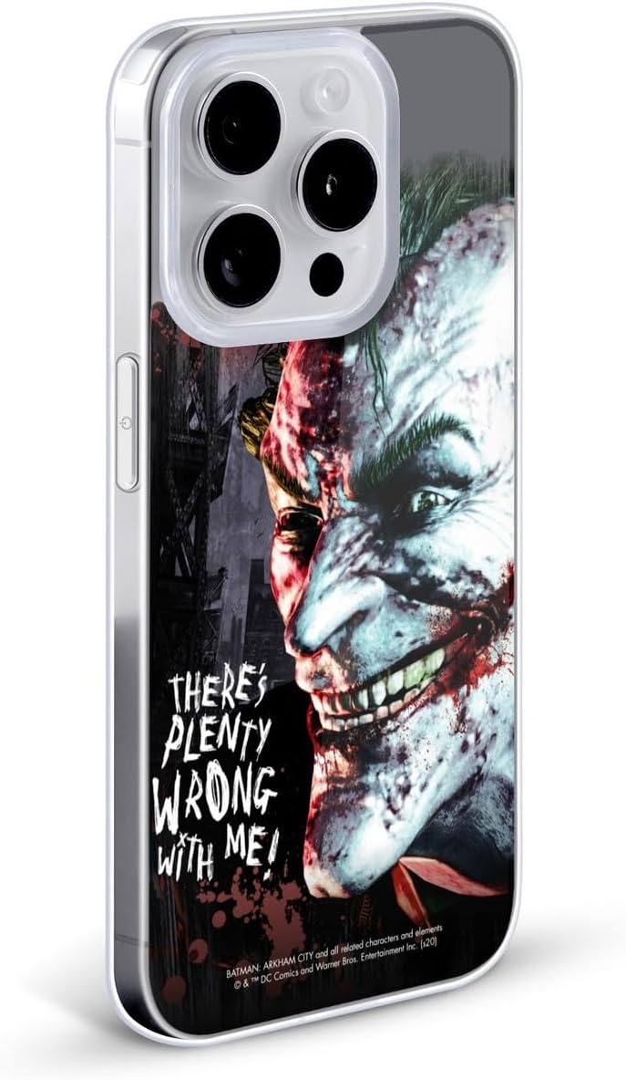 Head Case Designs Officially Licensed Batman Arkham City Joker Wrong with Me Graphics Gel Case [Military Grade Protection] Compatible with Apple iPhone 17
