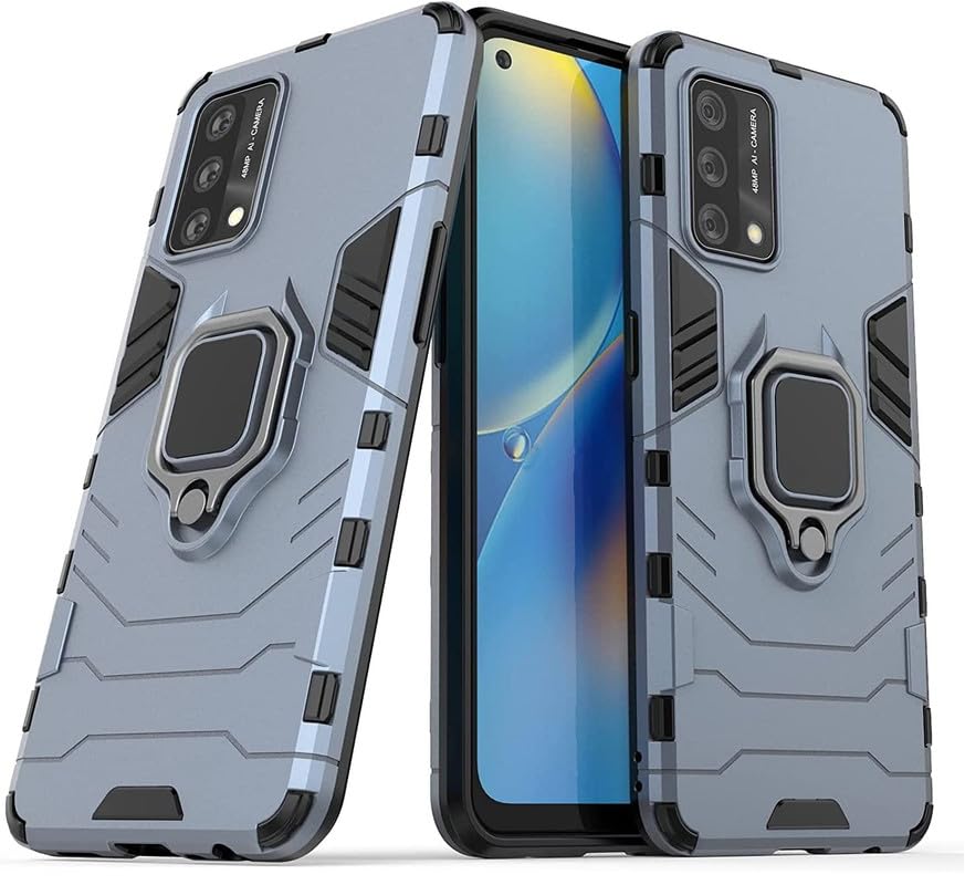 Image of ONELIKE 360 Shockproof Slim Drop Full Body Protection Robot Ring Phone Back Cover for Oppo A55 4G - Blue