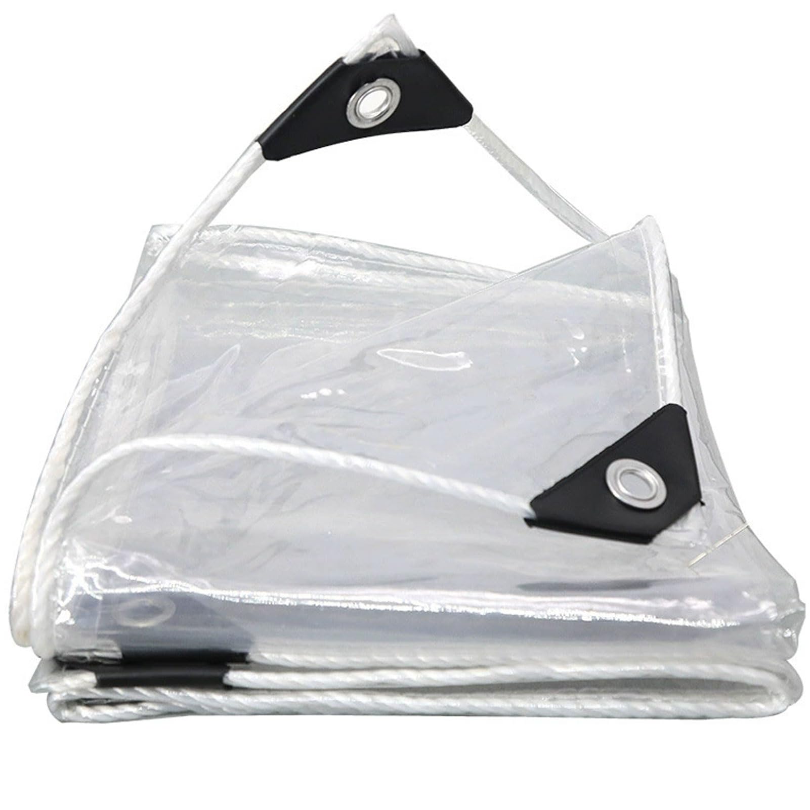 Waterproof Clear Tarp, Clear PVC Tarpaulin for Gazebo, Transparent Vinyl Patio Tarp with Grommets, for Balcony, Greenhouse, Pet Shelter, Pool Area and Storage Space (5x5m)