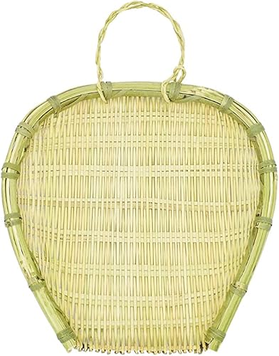 Cabilock Cesta de drenaje de bambú, cesta tejida de bambú, cesta de tejido de mimbre, colador de almacenamiento de alimentos, organizador de