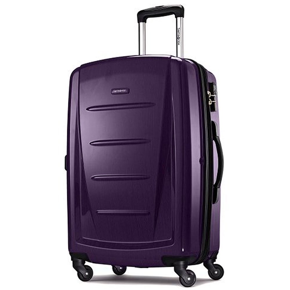 Winfield 2 Hardside Expandable Luggage with Spinner Wheels, Purple, Checked-Medium 24-Inch