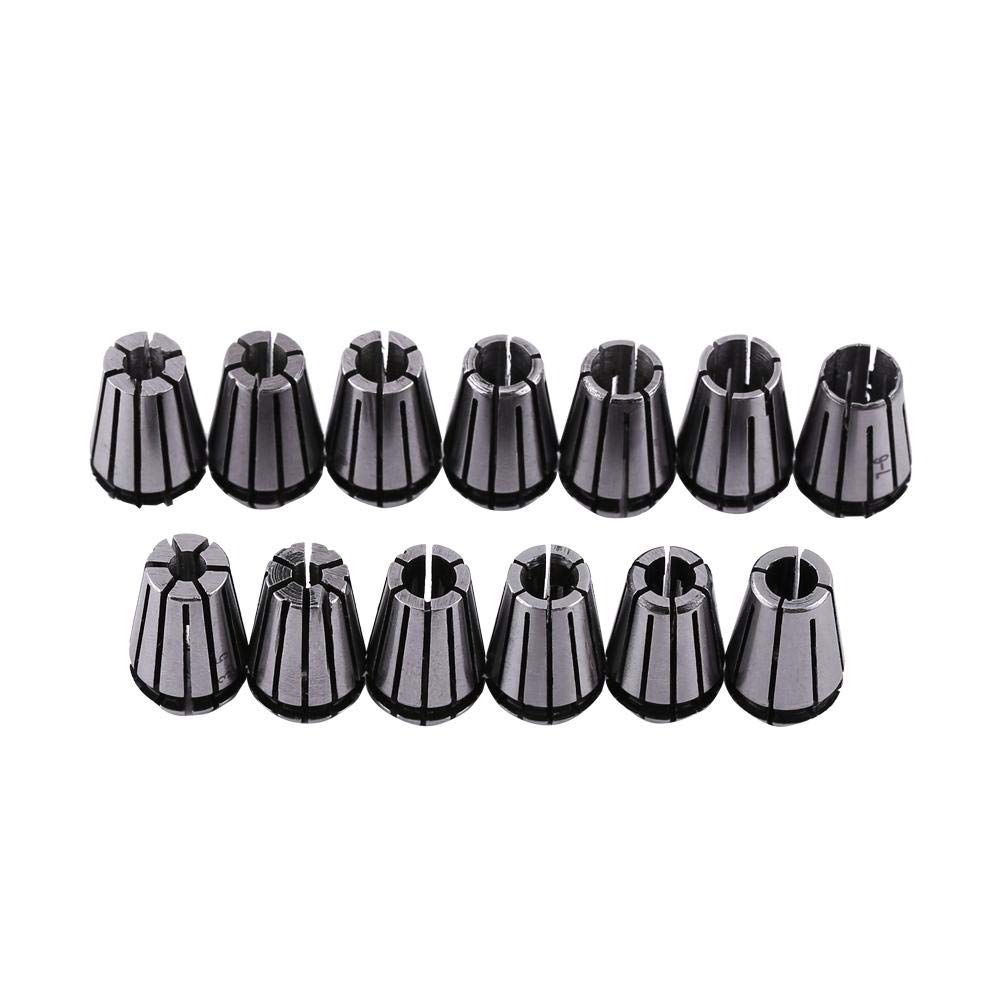 15pcs ER11 Collet de ressort de haute précision pour la machine de gravure de commande numérique par ordinateur & Outil de tour de fraisage, 1.0mm-7.0mm & 1/4", 1/8
