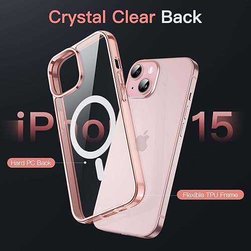 Miniatura 4 de JETech Funda magnética para iPhone 15 de 6.1 pulgadas, compatible con carga inalámbrica MagSafe, a prueba de golpes, parte trasera transparente