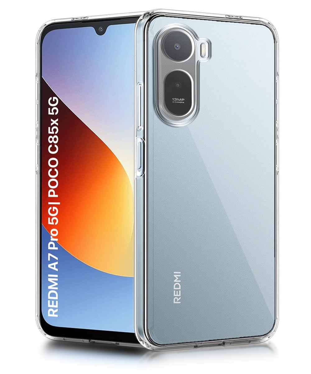 WOW IMAGINE Transparent Back Cover Case for Poco C85x 5G | Redmi A7 Pro | Raised Bumps for Full Device & Camera Protection Shockproof TPU Silicone Back Case Mobile Cover – Transparent-image-49