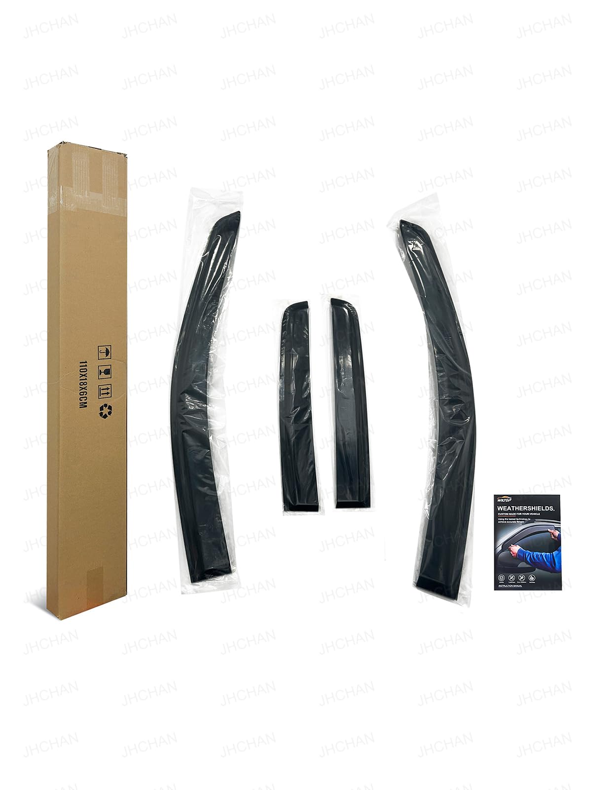 Deflectores de viento | Compatible con: Mitsubishi L200/Trition (2016-2023) Accesorios Club/Space/Extended Cab Juego de 4 piezas | Protectores de lluvia para ventana, protección contra el