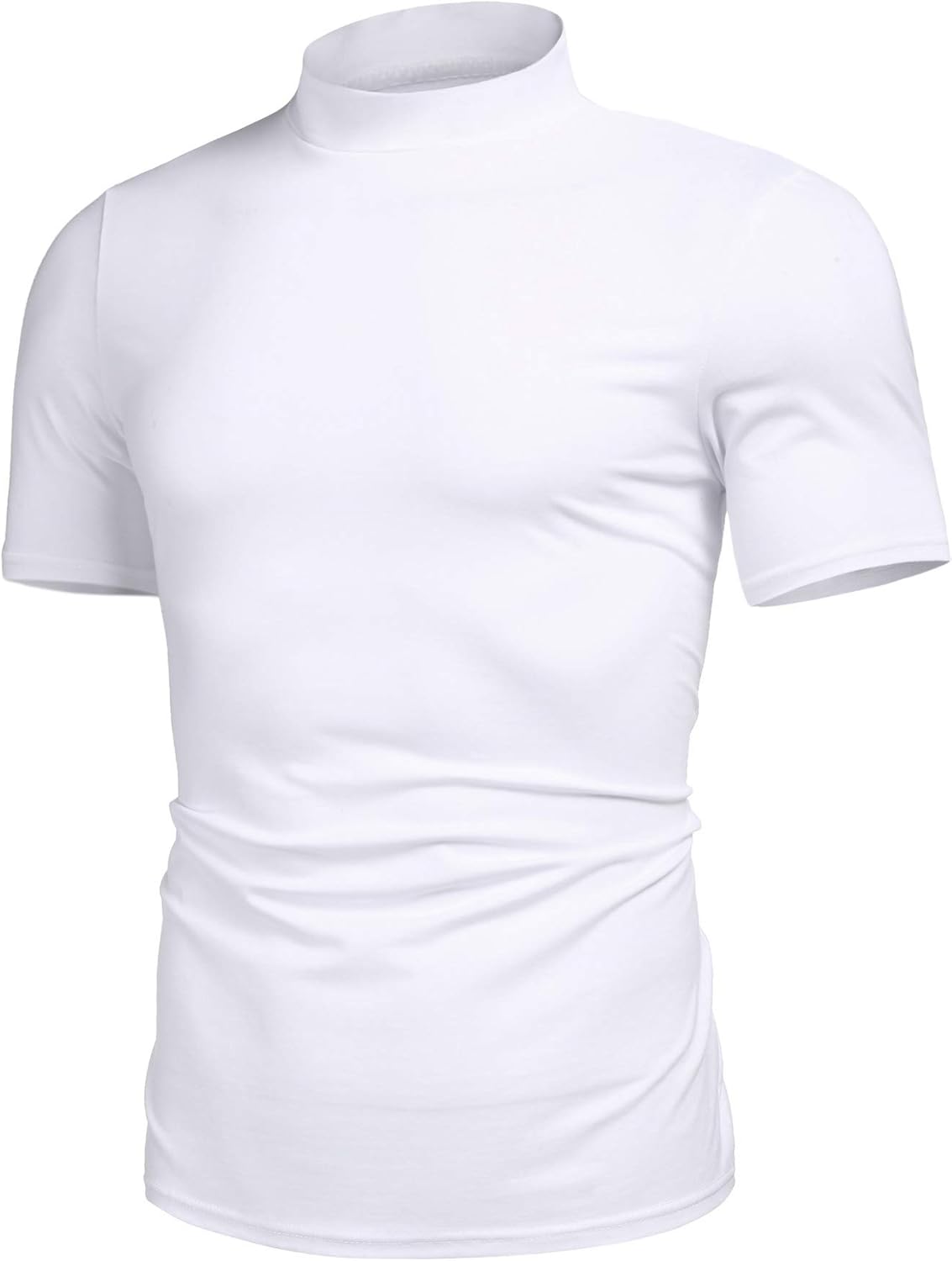 Poriff Mens Casual Turtleneck Mock Neck T Shirt Slim Fit Short Sleeve Summer Basic Tops