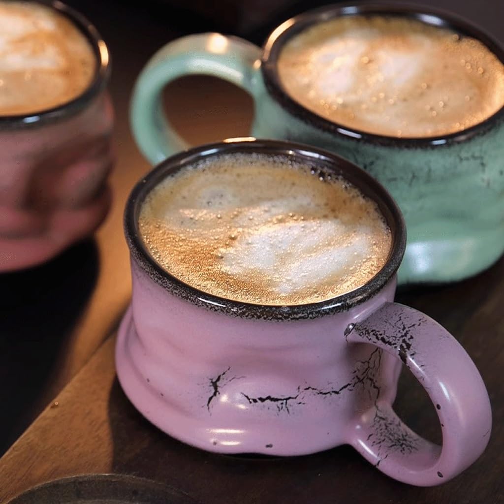 ENGENDER Tazas Cafe Taza De Cerámica Retro La Café del Gres con Té Tarde Manija Mug Cups(A)