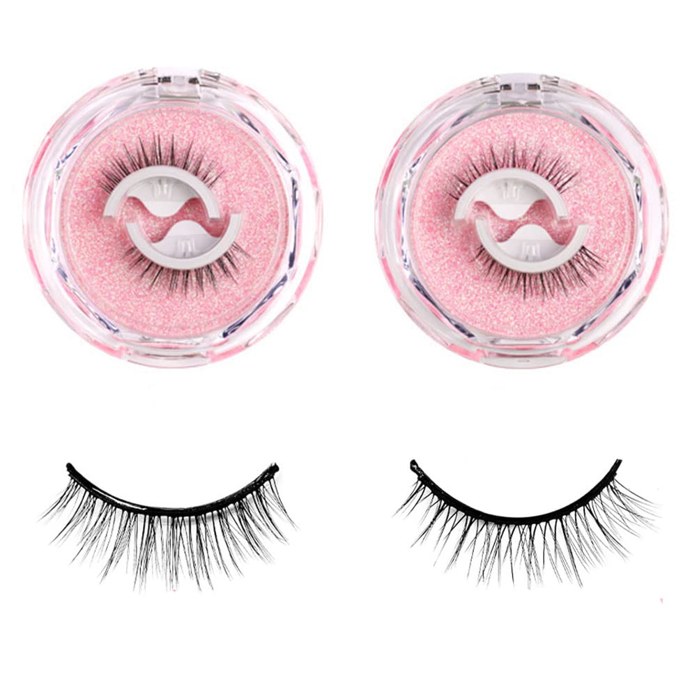 2Pairs Self Adhesive False Eyelashes Reusable 3D Eyelashes Natural Half Lashes for Every Type of Face Easy to Wear No Glue Need