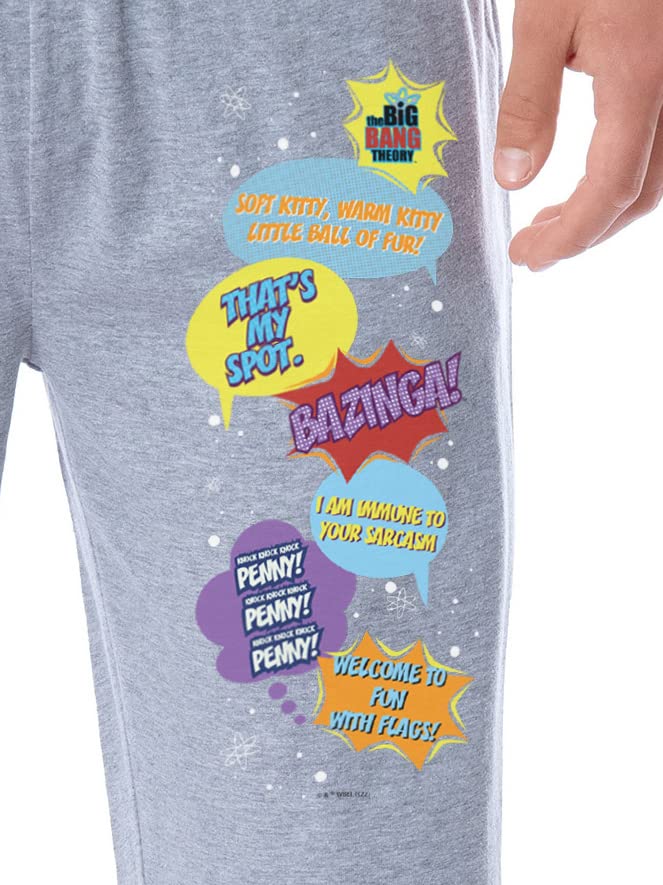 The Big Bang Theory Mens' Bazinga! Comic Sayings Sleep Jogger Pajama Pants2