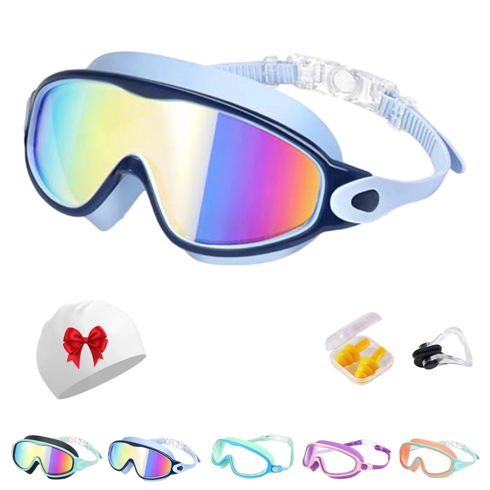 HItianya Tibatoes Goggles, Tibatoes Clip-on Swim Goggles with Quick Release Strap, 180°Wide Angle Vision, No Leaks & No Fog & UV-protective, Versatile for Every Water Activity (K)