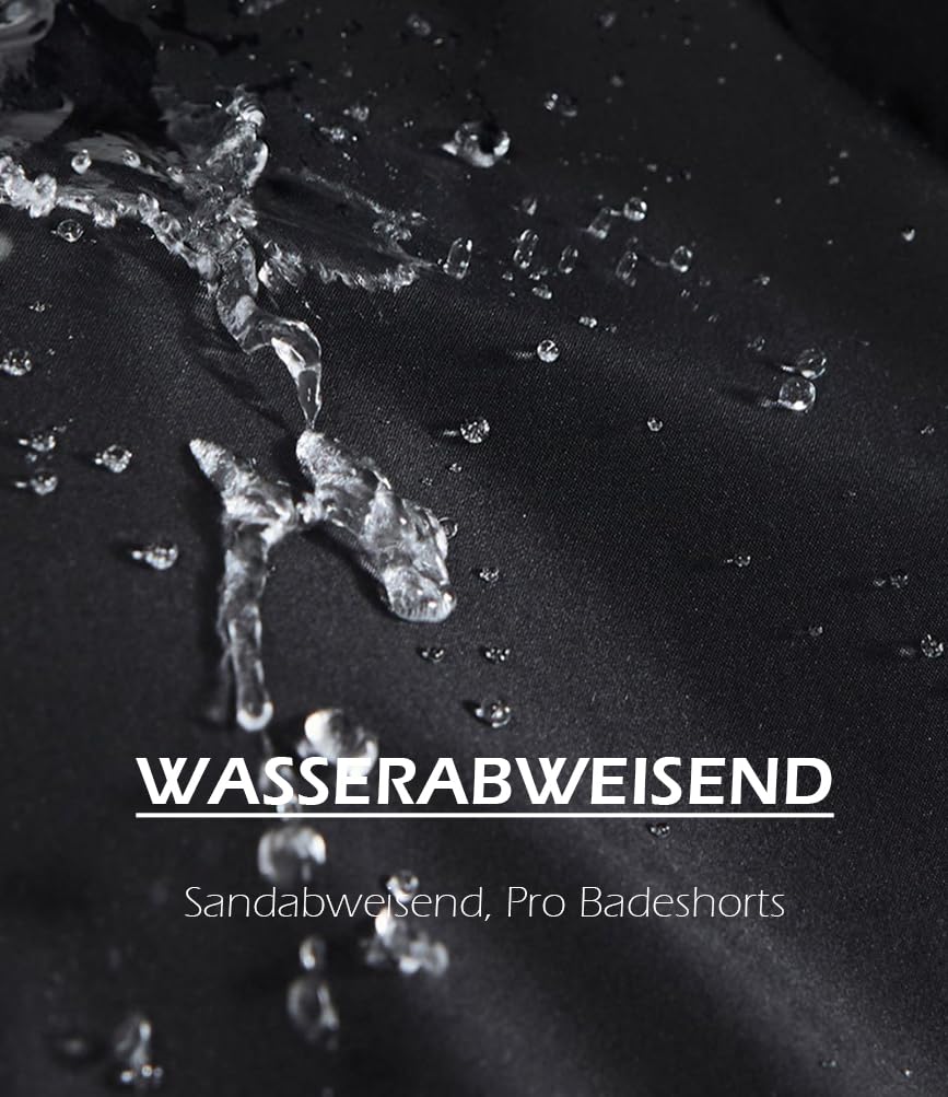 Schnelltrocknende Damen Badeshorts mit 2 Taschen, High Waist Wasserabweisende Badehose, Ohne Innenslip