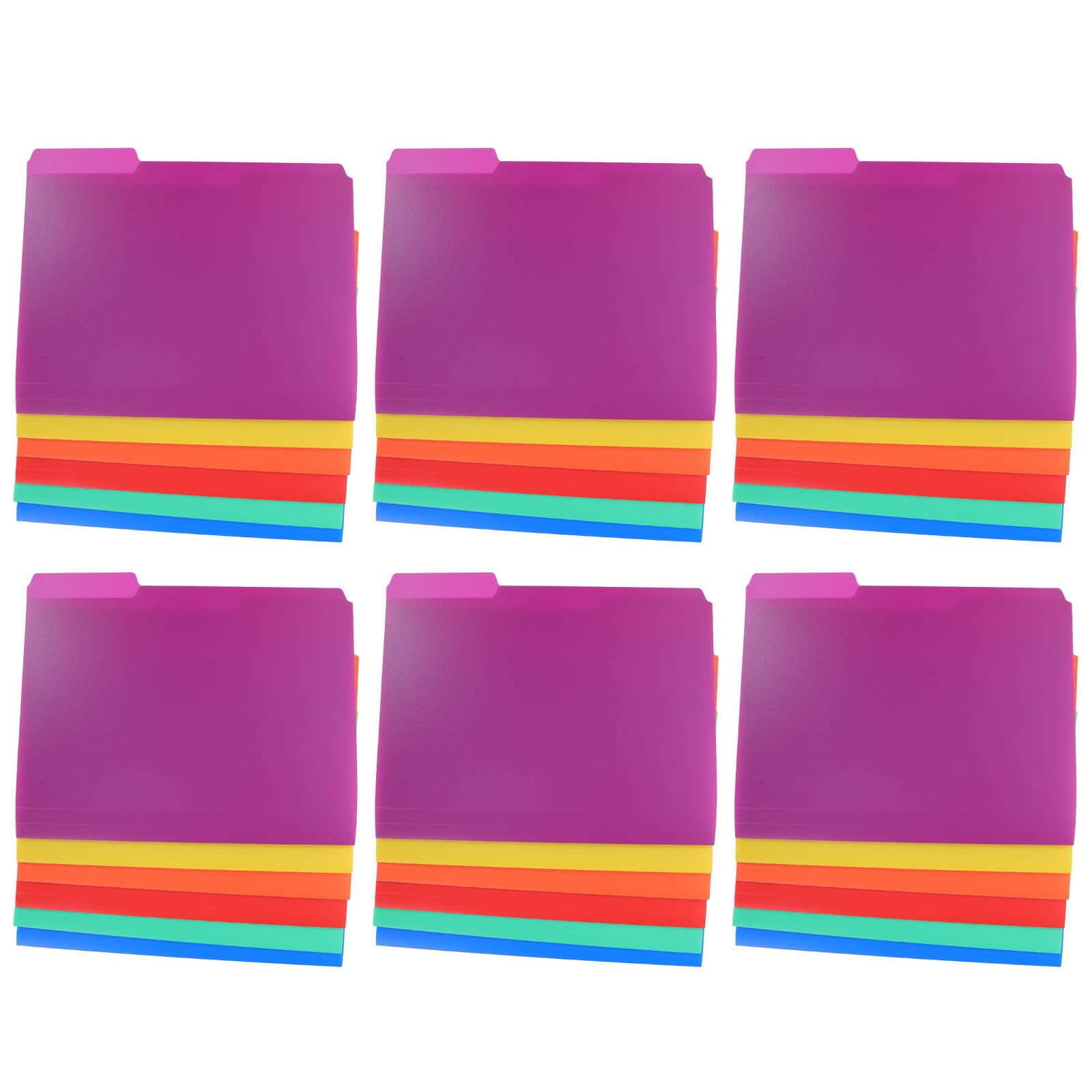 USHOBE Cartelline di Plastica per Ufficio 36 Pezzi con Linguette 1/3 Taglio Organizer Documenti per Scrivania e Archiviazione Salvaspazio in Armadi e Scaffali