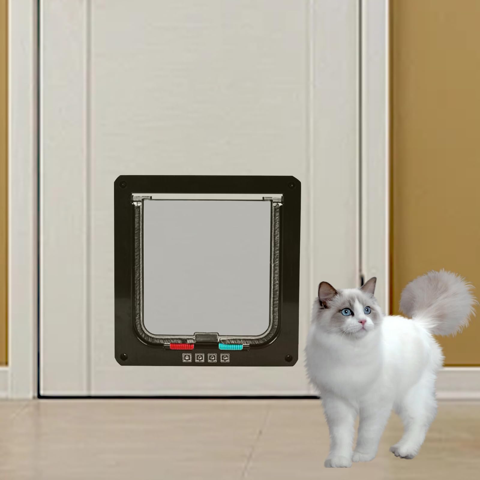 Large Cat Door For Windows & Glass Doors - 4-Way Locking Pet Flap