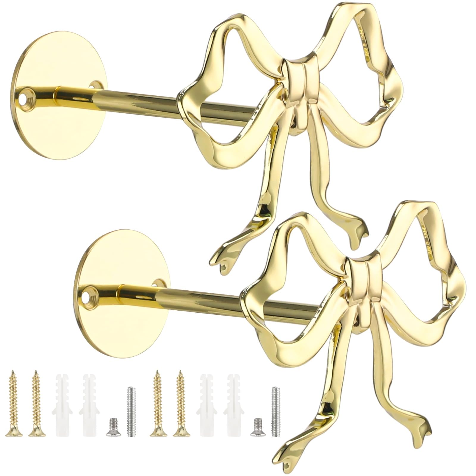 2 STK. Schleifengardinenhalter, Goldene Metallschleife für Vorhänge, Wandmontierte Schleifengardinen-Binder, Dekorativer Vorhanghalter für Wohnzimmer, Schlafzimmer, Büro, Heimfenster