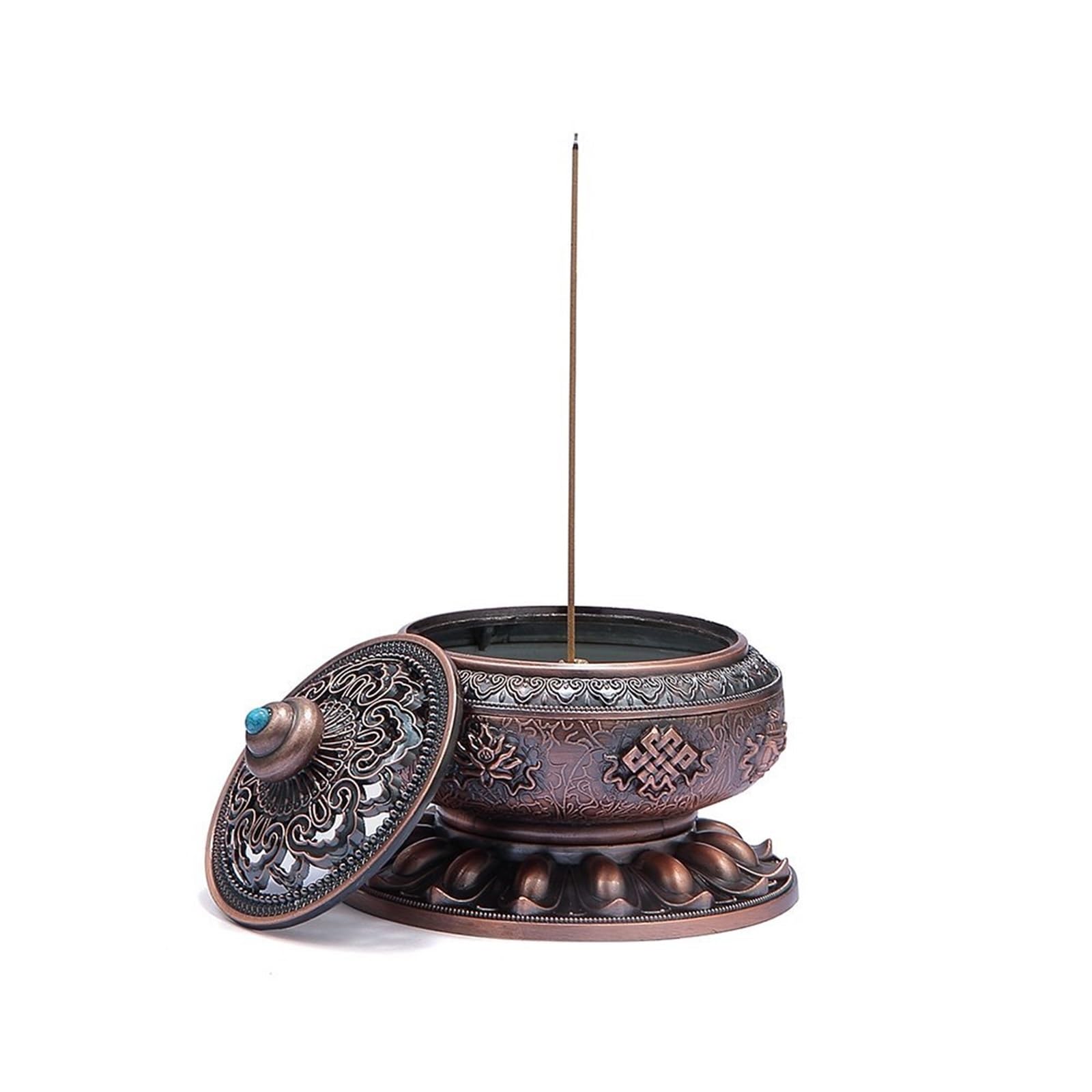 Räuchergefäß Yoga Weihrauchbrenner, Lotusplatte, Haushaltslegierung, Sandelholz, Tibetischer Weihrauchbrenner Aromatherapie(Brass)