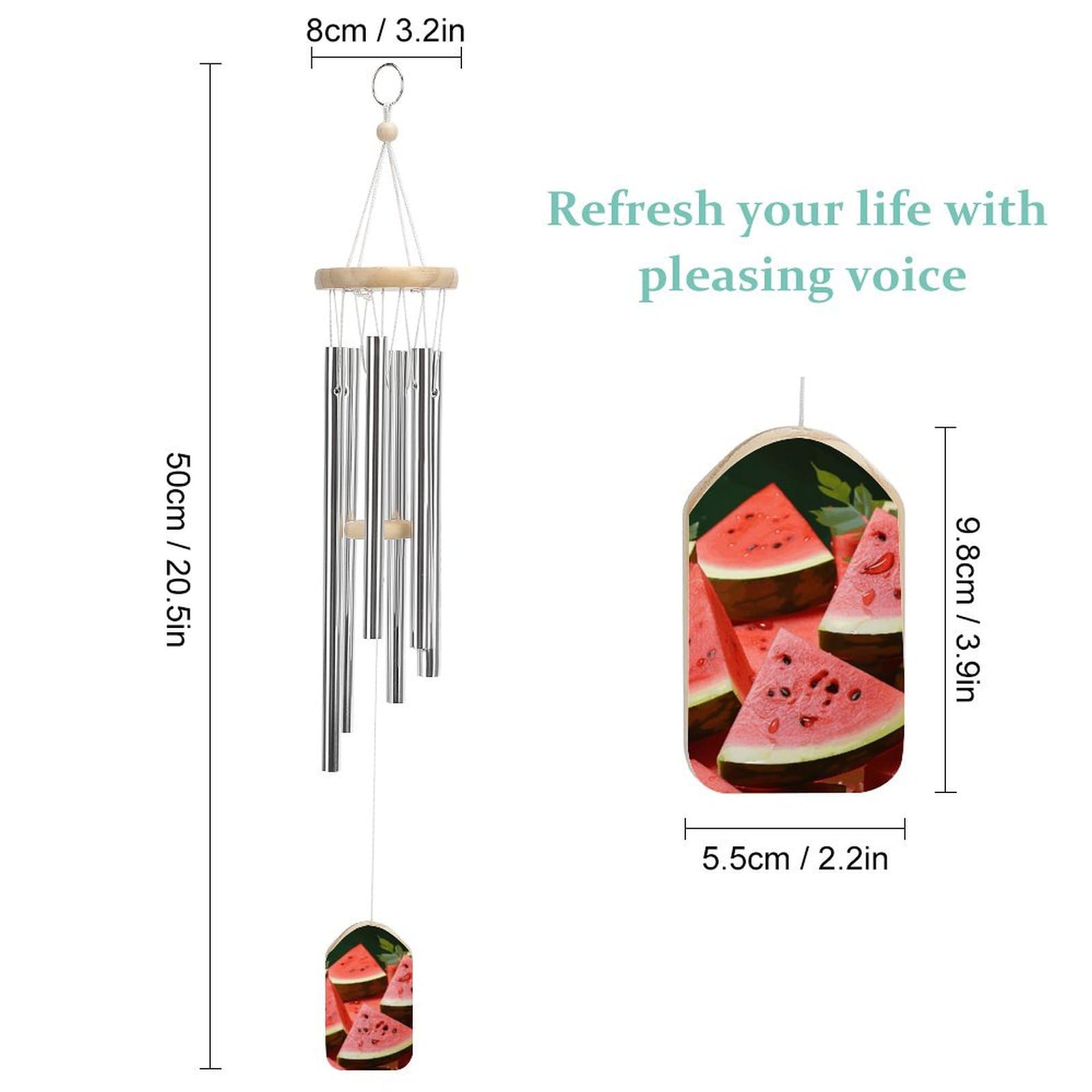 Outdoor Wind Chimes, Ripe Watermelon Slice Seeds Printed Wind Chimes,Simple Wind Chimes,Curtain Wind Chimes for Home Decoration