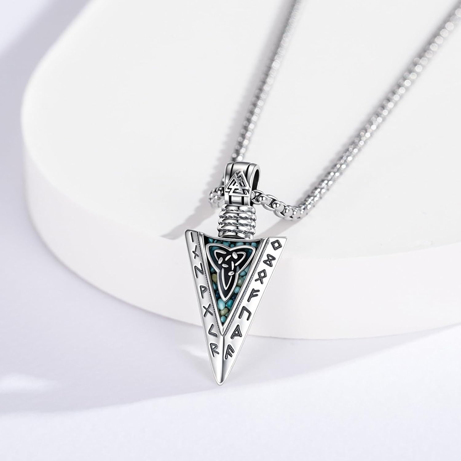 Viking Arrowhead Necklace for Men 925 Sterling Silver Celtic Knot Arrow Necklace for Men Arrow Pendant Viking Jewelry Gifts for Men Women - Image 4