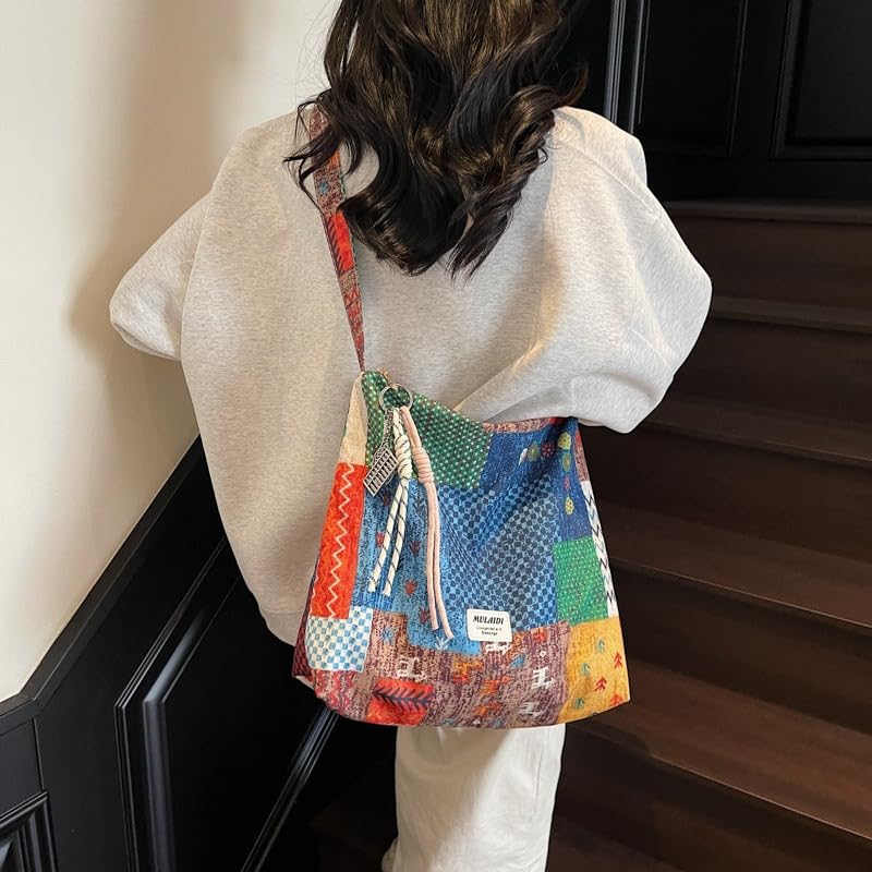 Bolso Tote para Mujer, Patchwork Étnico, Gran Capacidad miniatura 4