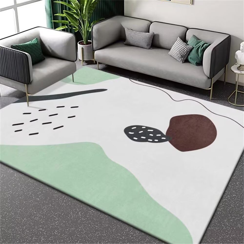 Tapis de salon vert 130x190 cm style minimaliste lavable