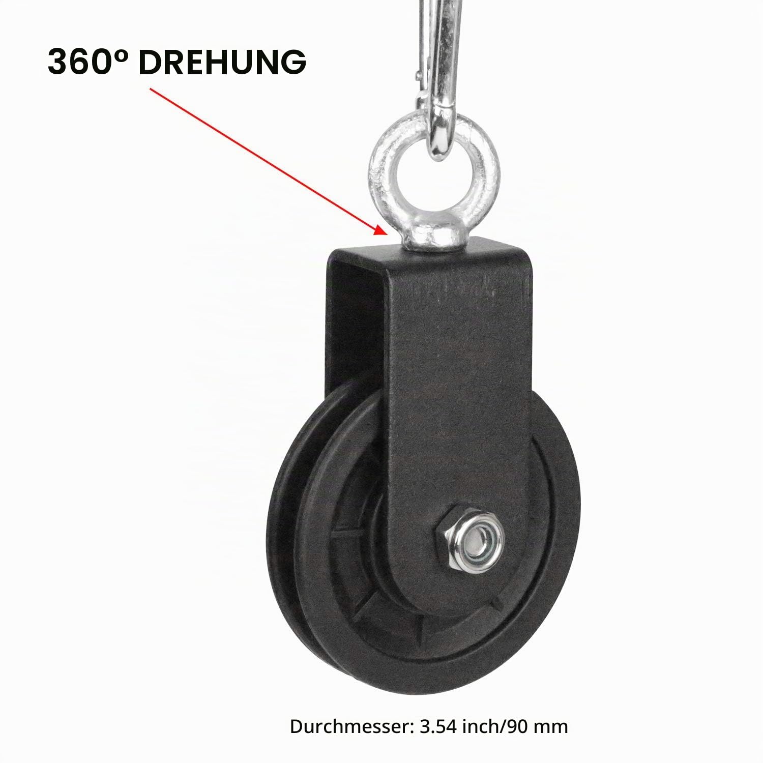 LFJ 90mm Seilrolle mit U Haltebügel, Block Umlenkrollen für Seile DIY Gym Fitnessgeräte Kabelmaschine Drahtseilrolle, 2PCS