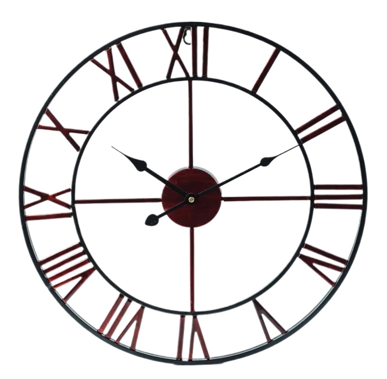 Ubohuz Red Metal Roman Numeral Wall Clocks For Patio, Pool, Garden