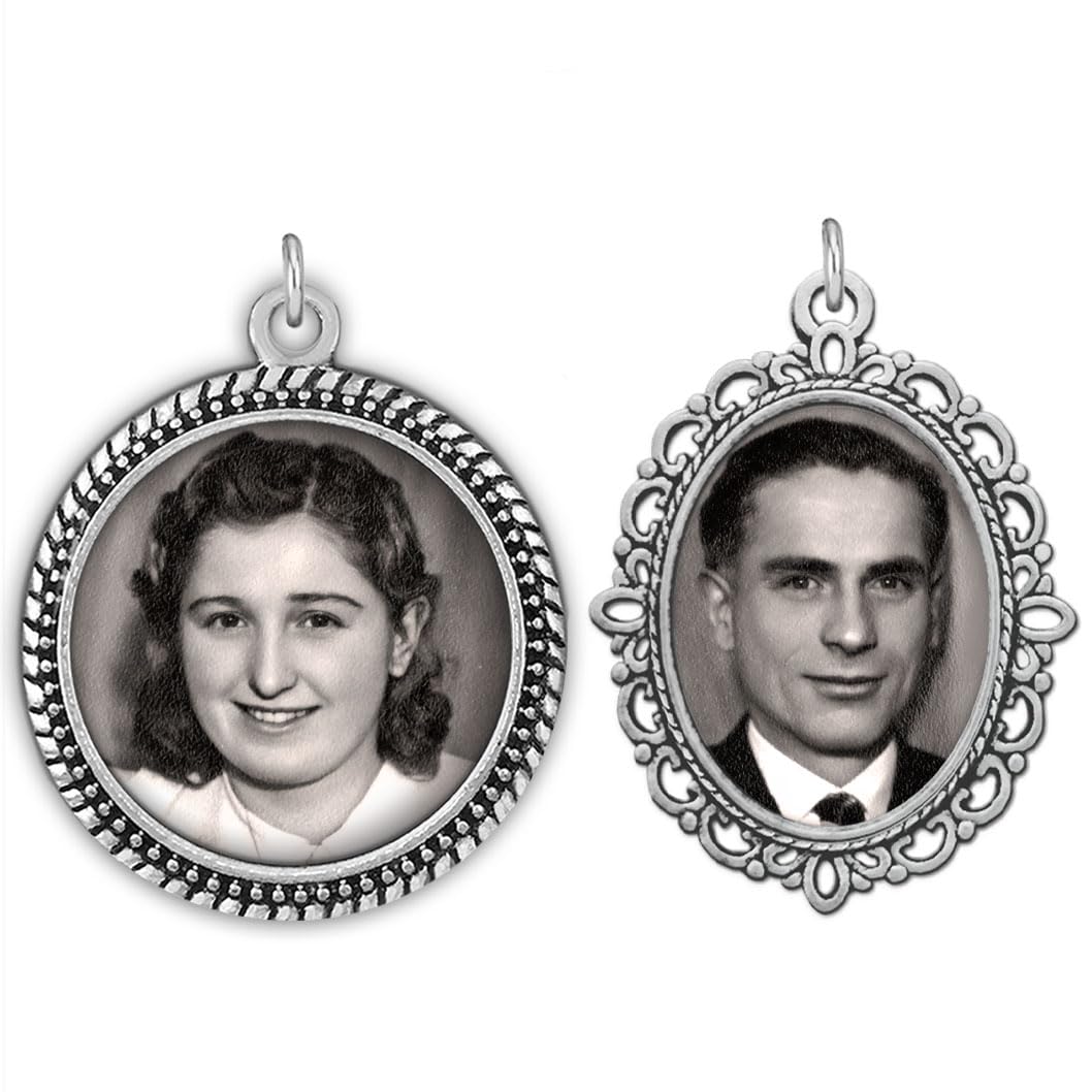 Vintage Set of 2 Bridal Wedding Bouquet Photo Charms Includes Bonus Photo Resizer Software