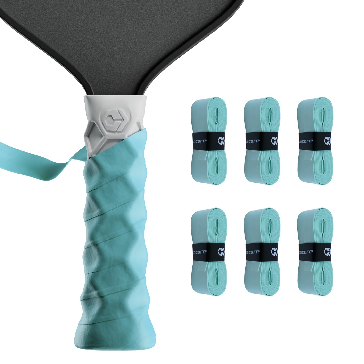 Hesacore Hesatac Overgrip Tape – 6 Pack – Turquoise – for Pickleball, Padel & Tennis – Sweat Absorbing, Soft, Anti-Slip, Stretchable Overgrip