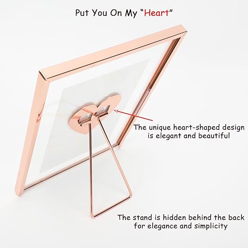 Miniatura 3 de Marco flotante de oro rosa de 6 x 8 pulgadas con corazón romántico, para tamaños de imagen de 5 x 7, 4 x 6, 3 x 5, marco de fotos de estante de