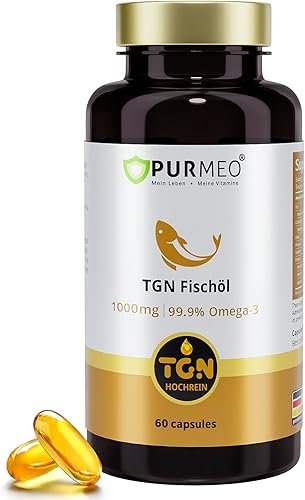 TGN Premium rTG Omega-3 Aceite de pescado 1000 mg - 400% mayor absorción y 99.9% puro - 600 mg de EPA y 300 mg de DHA para corazón, cerebro, ojos y