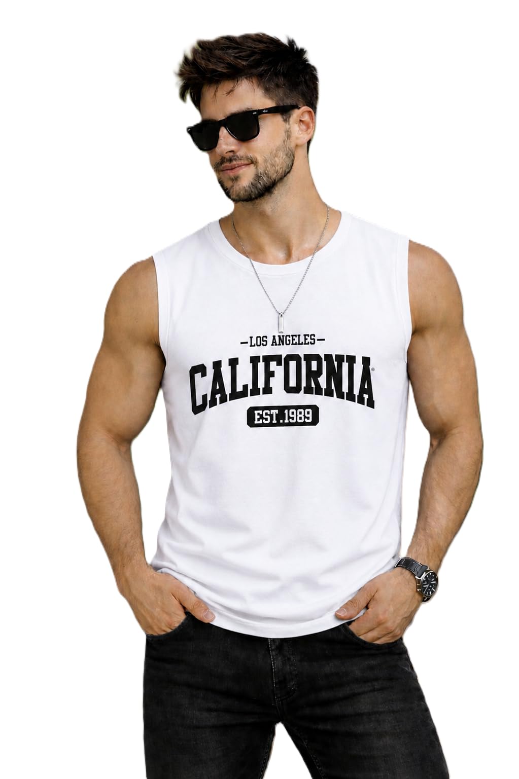 JUGULAR Men's Sleeveless Gym Vest WHITE3 - Image 1