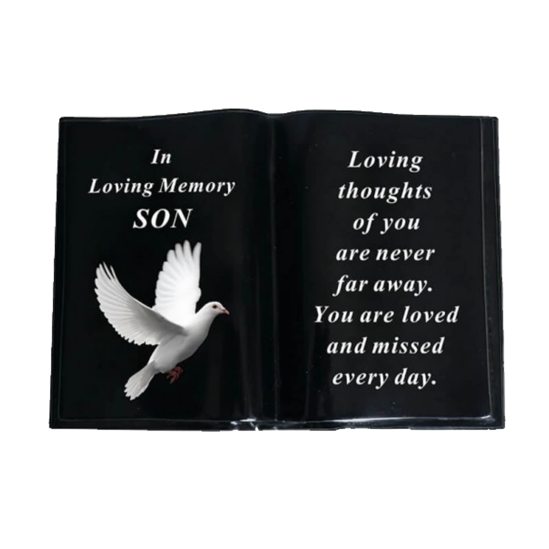 Widdle Gifts LtdGraveside Memorial Open Book Ornament - Black with Dove - Son 9092 (DF19499-H)