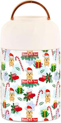 Miniatura 2 de Christmas Dog Santa Claus Food Jar with Spoon Stainless Steel Vacuum Insulated Food Container 17 oz Food Thermos for Hot Food