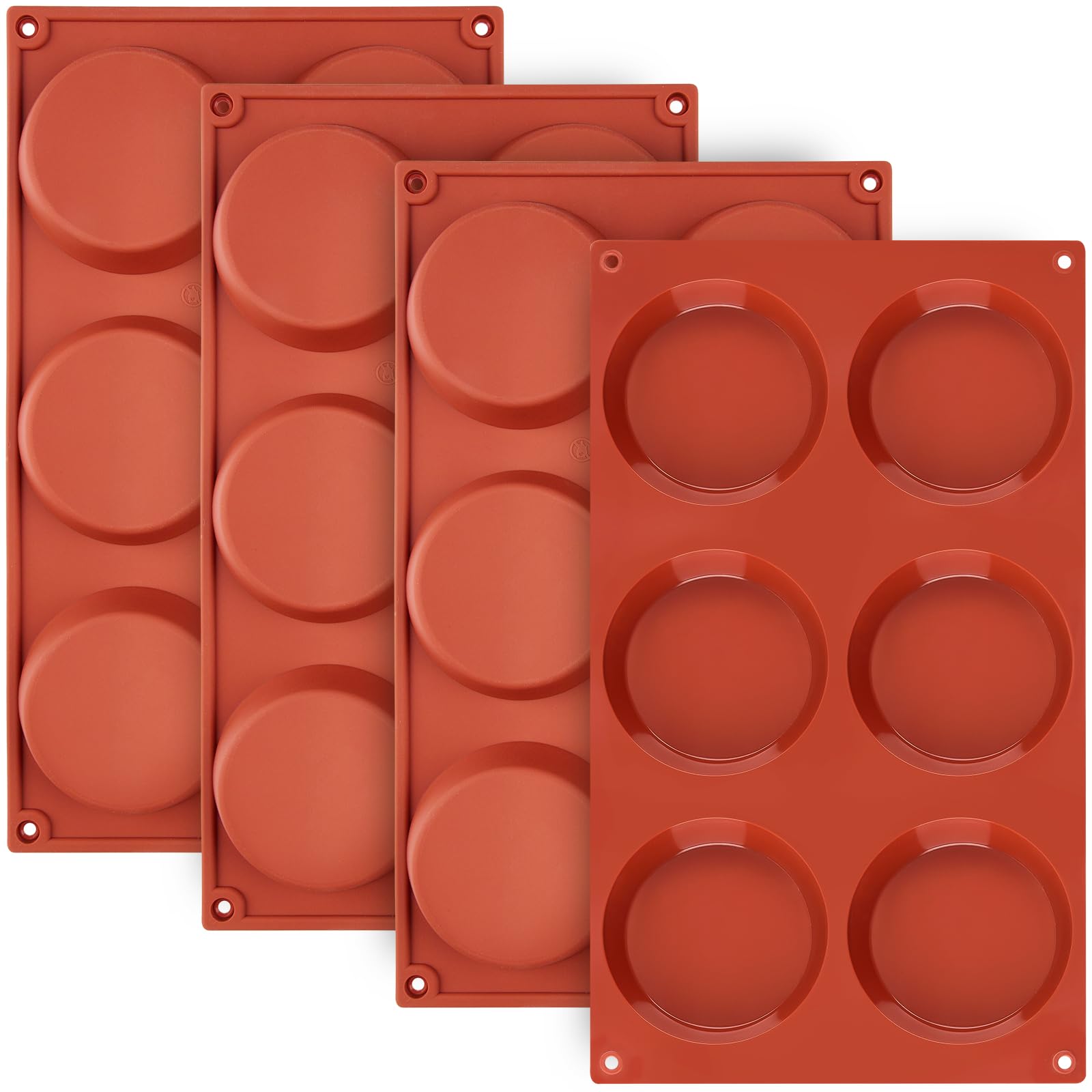 JOERSH 4-PK Silicone Egg Mold for Breakfast Sandwiches 3 Inch Round Muffin Top/Egg Pan, Oven Baking Silicone Molds for English Muffins, Whoopie Pies