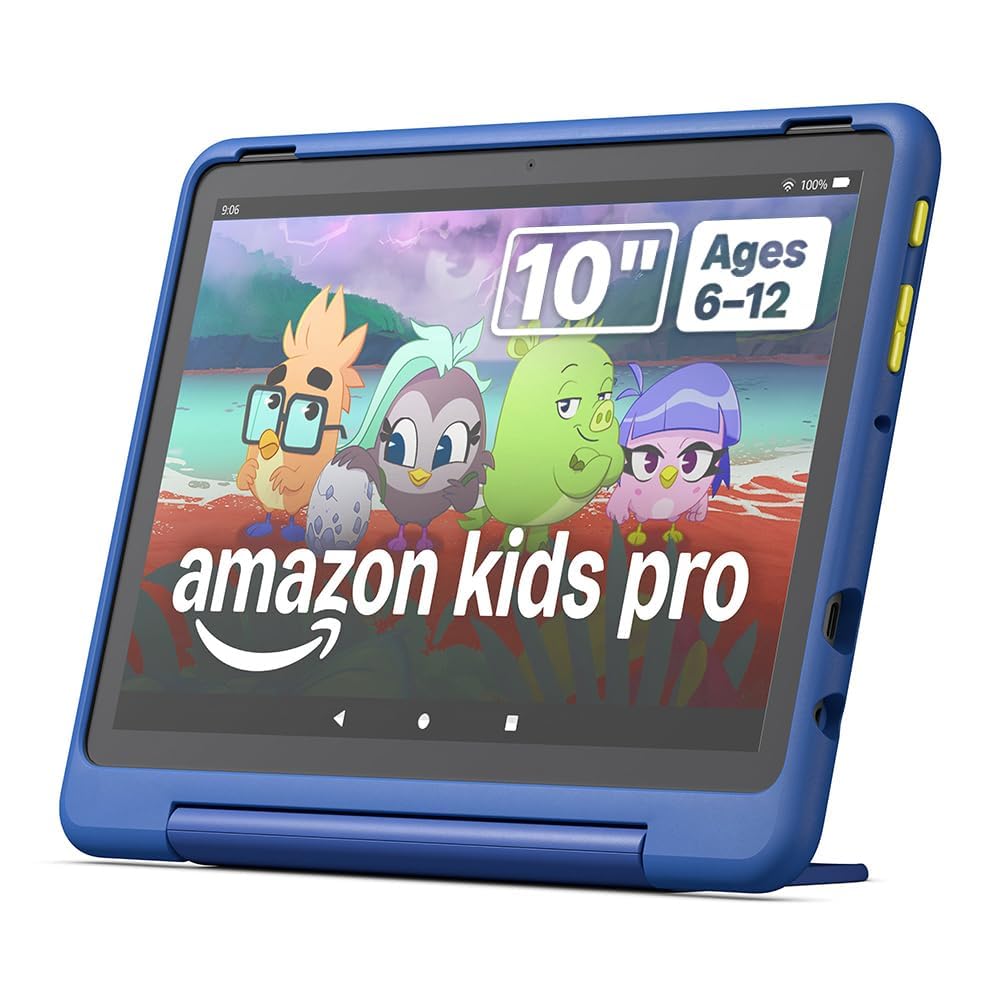 Amazon Fire HD 10 Kids Pro tablet (newest model), ages 6-12, 10.1" brilliant screen, parental controls, slim case, 32 GB, Nebula