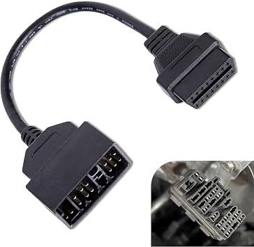 22 Pin OBD1 to 16 Pin OBD2 Cable, Conversion Adapter Work with OBD2 Scanner Tools, Flexible Anti-interference Diagnostic Harness, Compatible with Specific Models Black
